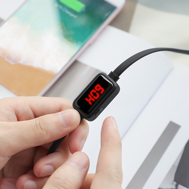 hoco s4 charging data cable with timing display for lightning black charging