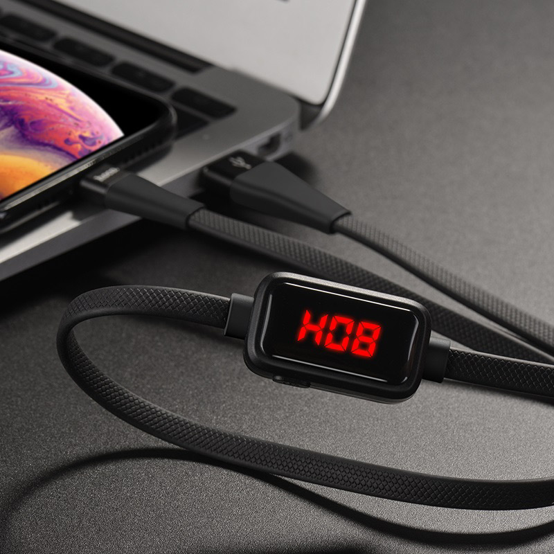 hoco s4 charging data cable with timing display for lightning interior