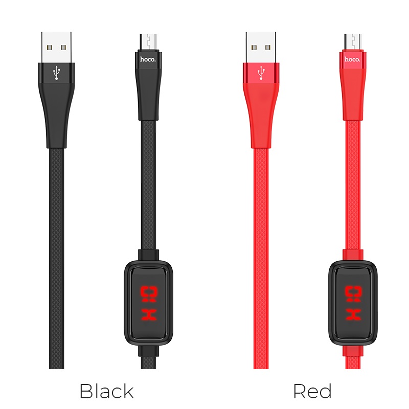 hoco s4 charging data cable with timing display for micro usb colors