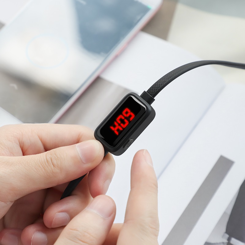 hoco s4 charging data cable with timing display for micro usb interior