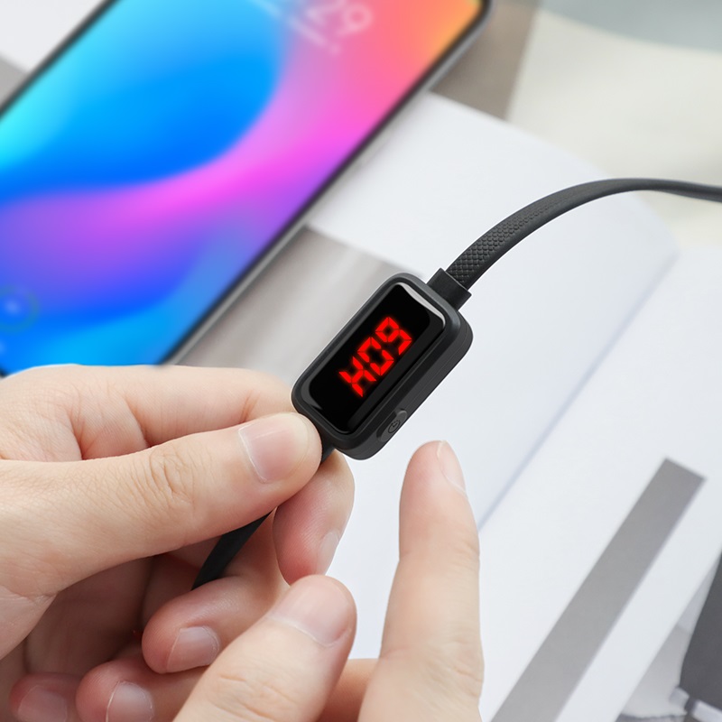 hoco s4 charging data cable with timing display for type c interior