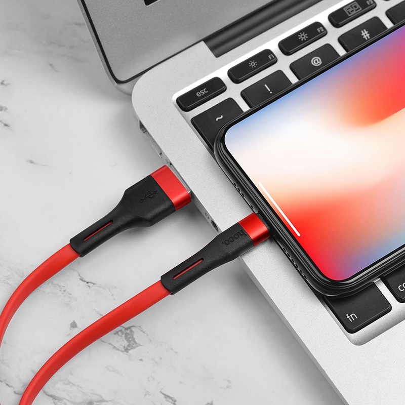 hoco x34 surpass charging data cable for lightning interior red