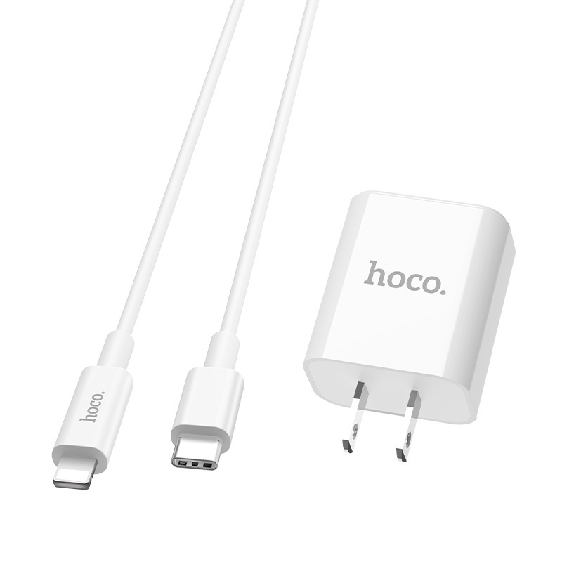 hoco c71 star speed pd30 charger set with type c to lightning cable us connectors