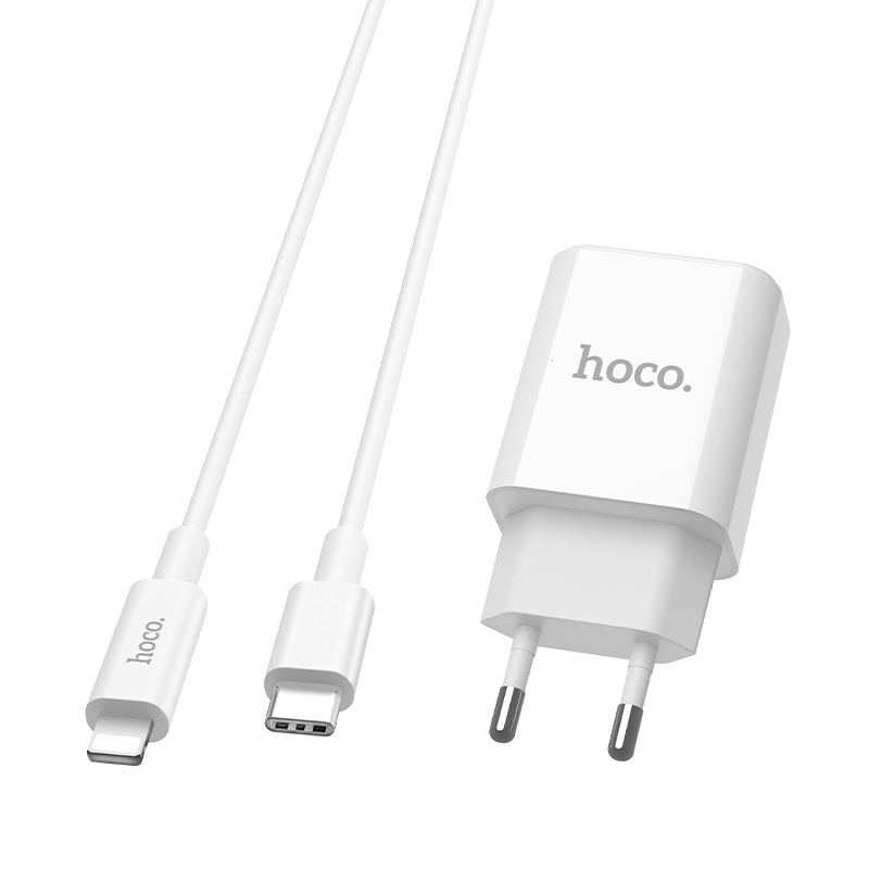 hoco c71a star speed pd30 charger set with type c to lightning cable eu connectors
