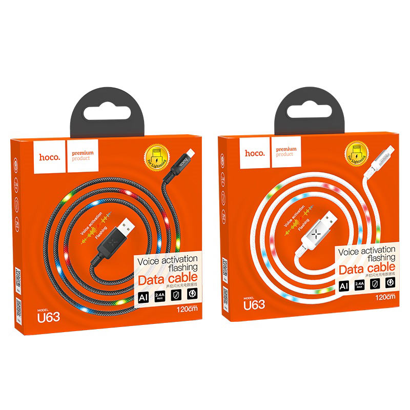 hoco u63 spirit charging data cable for lightning packages