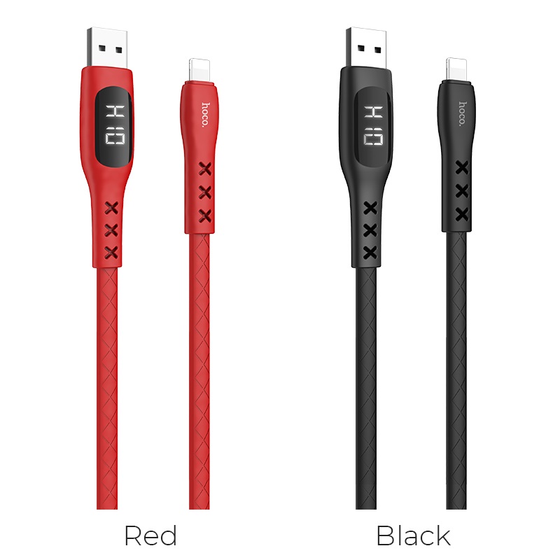 hoco s6 sentinel charging data cable with timing display for lightning colors