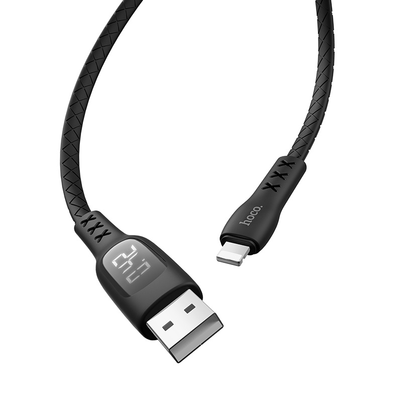 hoco s6 sentinel charging data cable with timing display for lightning joints black