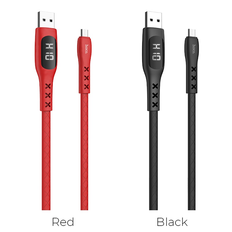 hoco s6 sentinel charging data cable with timing display for micro usb colors