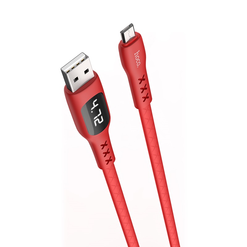 hoco s6 sentinel charging data cable with timing display for micro usb joints red