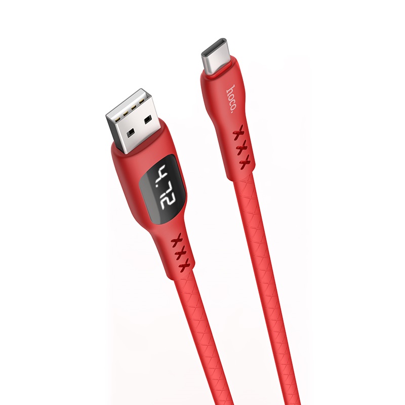 hoco s6 sentinel charging data cable with timing display for type c joints red