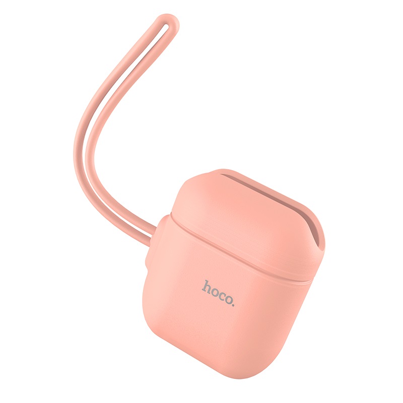 hoco wb12 airpods 1 2 silicone case lanyard pink
