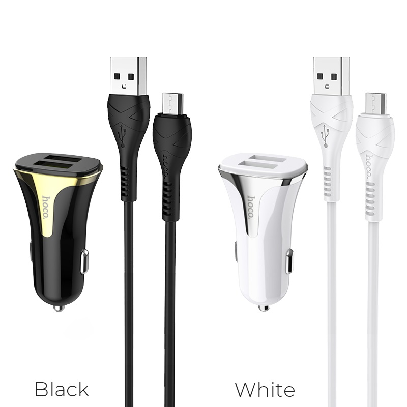 hoco z31 universe double usb port qc30 car charger set with micro usb cable colors