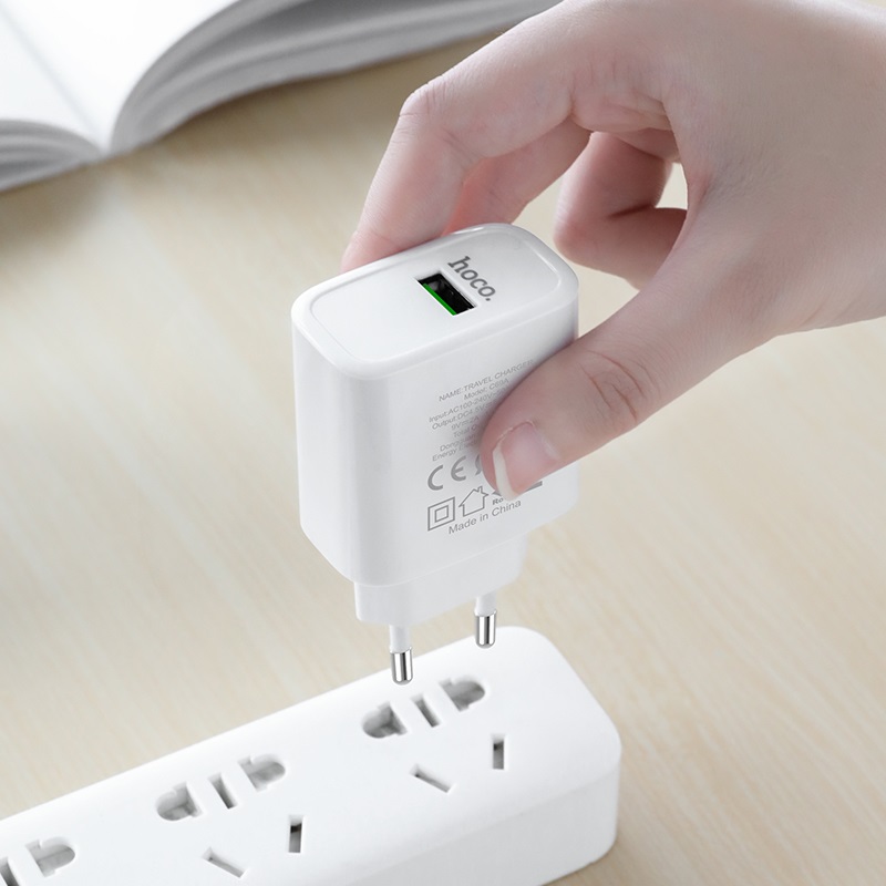 hoco c69a dynamic power fully compatible wall charger eu hand