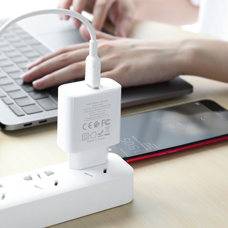 hoco c69a dynamic power fully compatible wall charger eu micro usb set interior
