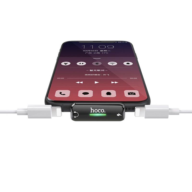 hoco ls27 apple dual lightning digital audio converter light metal gray connection