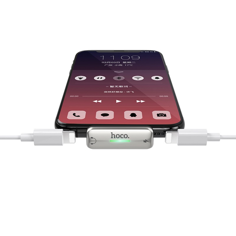 hoco ls27 apple dual lightning digital audio converter silver connection