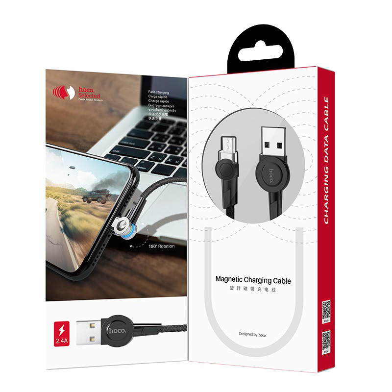 hoco selected s8 magnetic charging cable for micro usb package opened