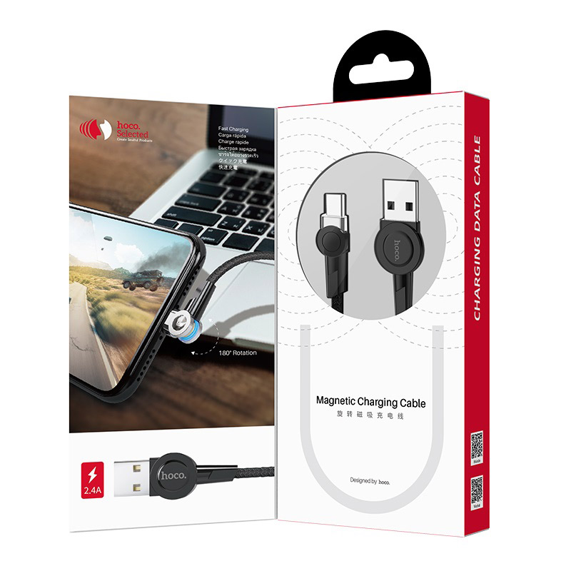 hoco selected s8 magnetic charging cable for type c package opened