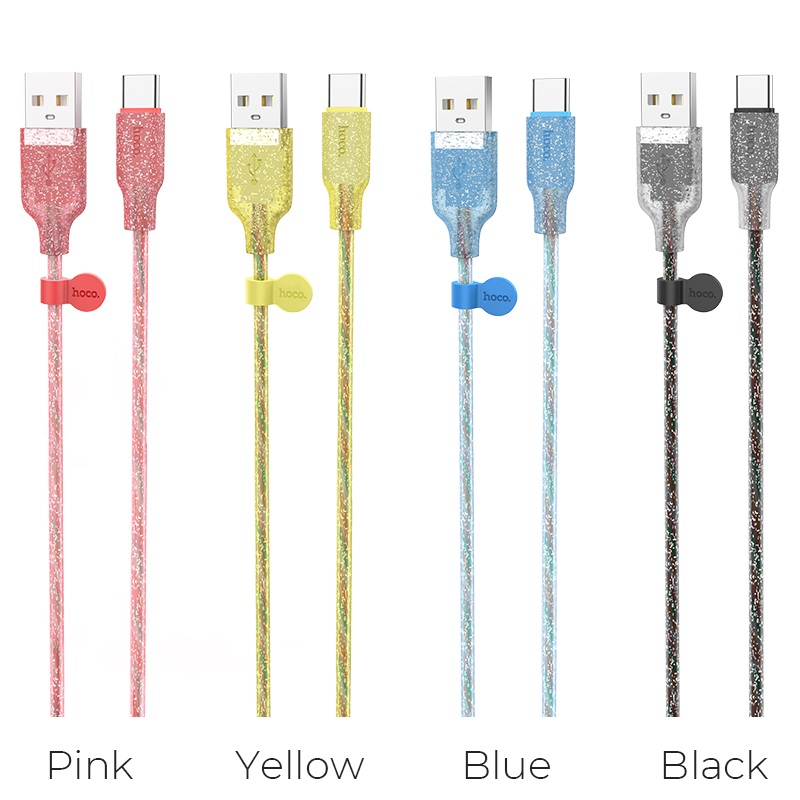 hoco u73 star galaxy silicone charging data cable for type c colors