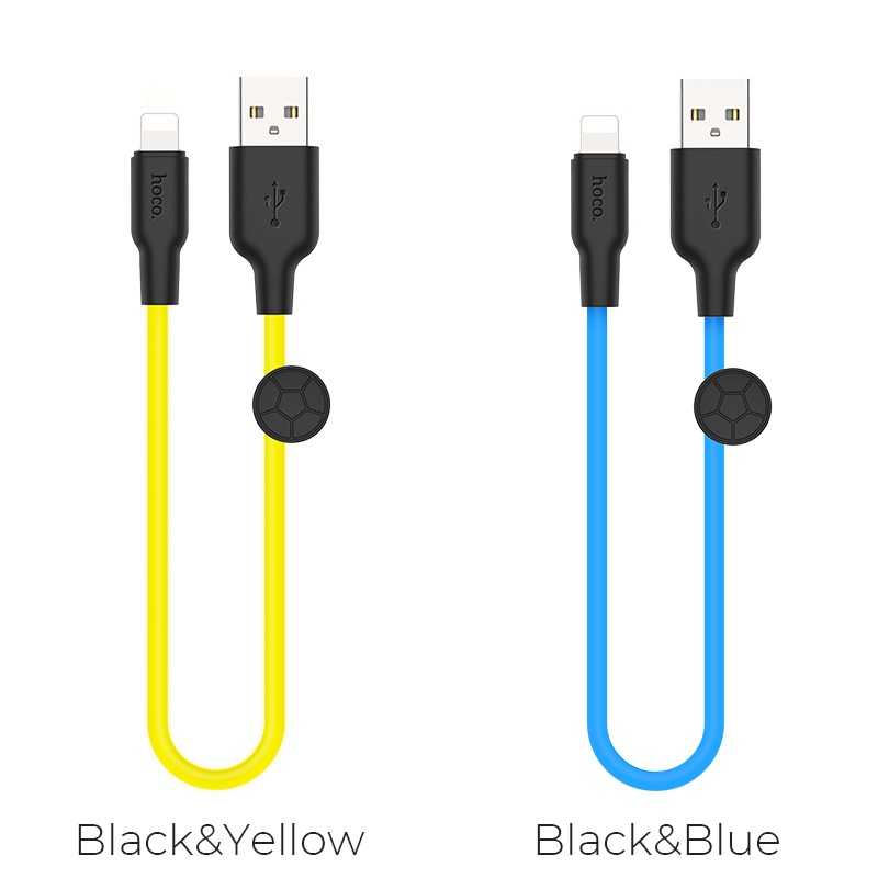 hoco x21 plus lightning silicone charging cable 25cm 2 colors