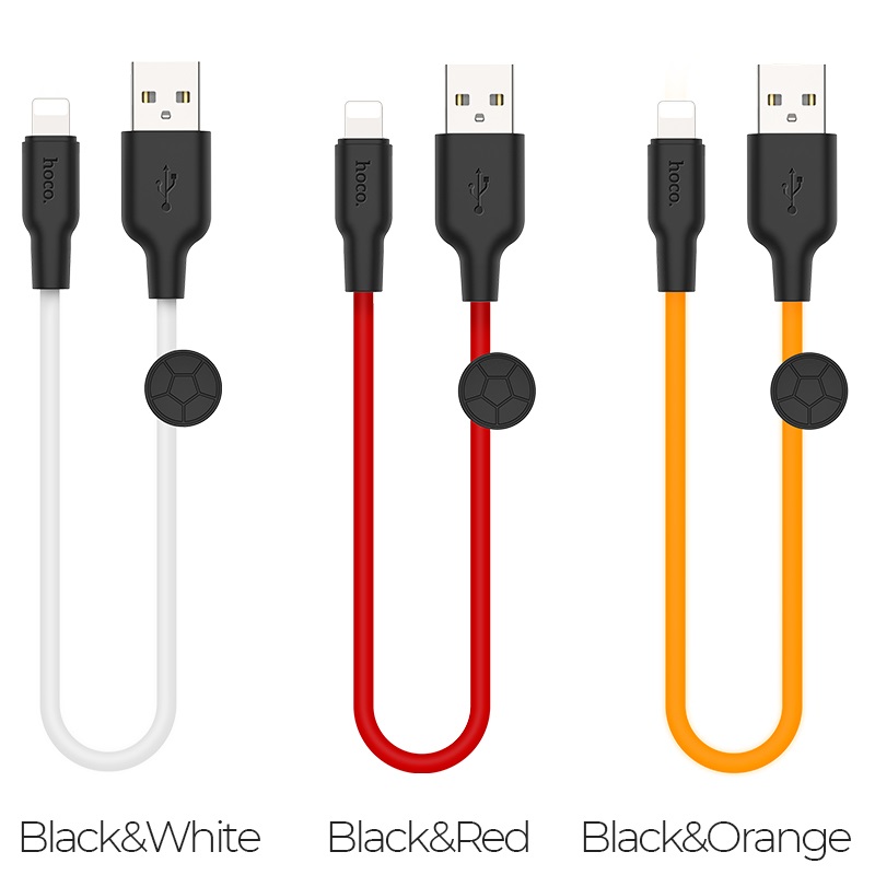 hoco x21 plus lightning silicone charging cable 25cm 3 colors