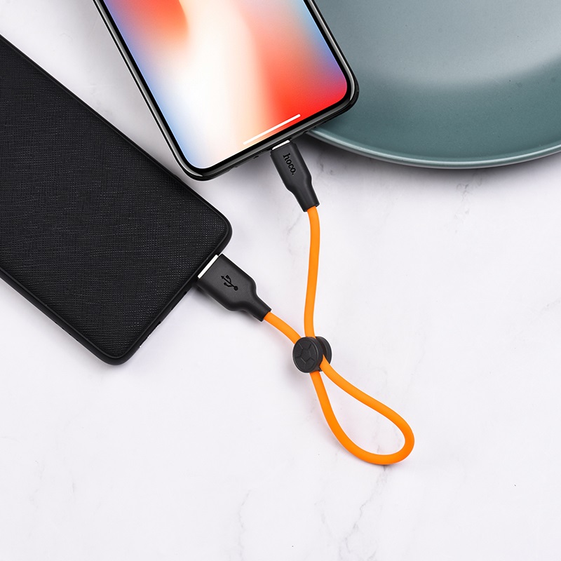 hoco x21 plus lightning silicone charging cable 25cm charging orange
