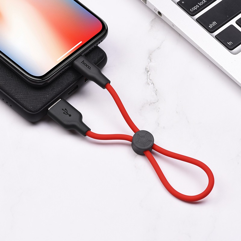 hoco x21 plus lightning silicone charging cable 25cm charging red