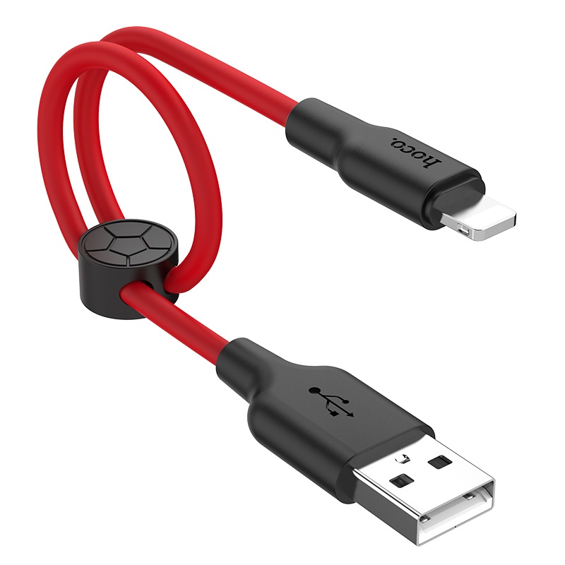 hoco x21 plus lightning silicone charging cable 25cm folded red