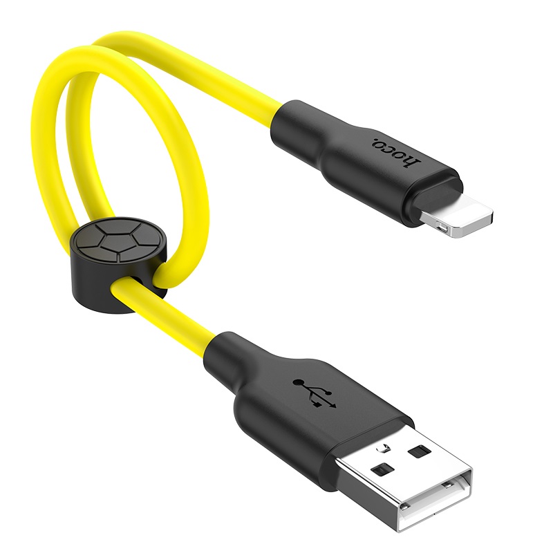 hoco x21 plus lightning silicone charging cable 25cm folded yellow