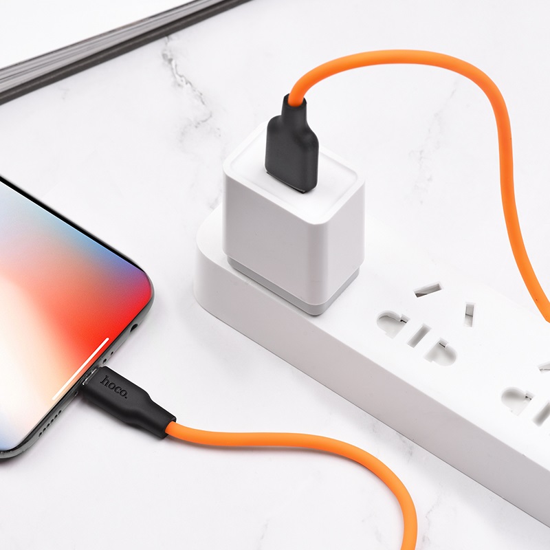hoco x21 plus lightning silicone charging cable charging orange