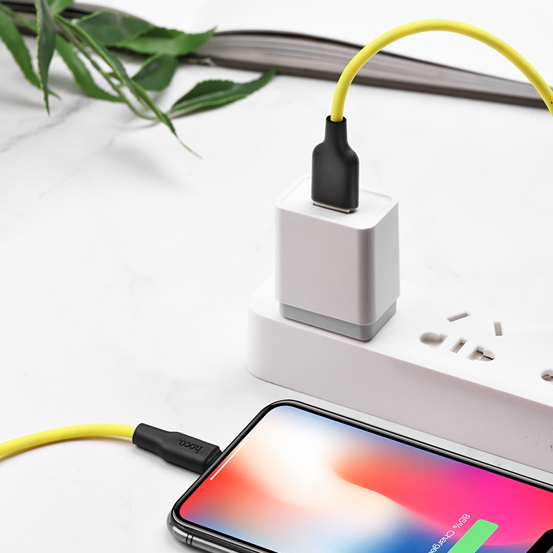 hoco x21 plus lightning silicone charging cable charging yellow