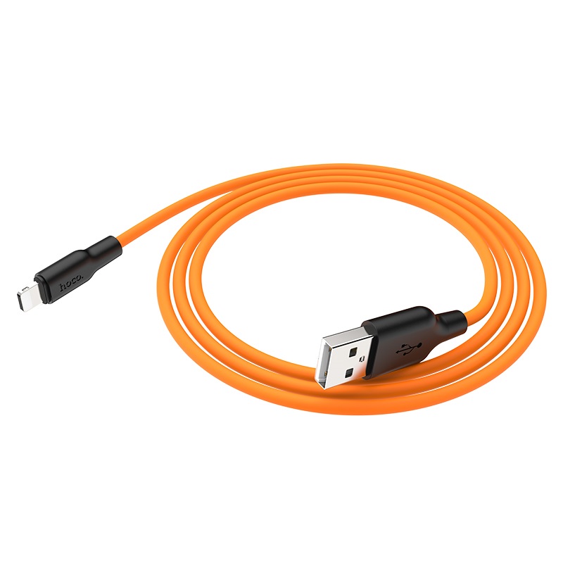 hoco x21 plus lightning silicone charging cable folded orange