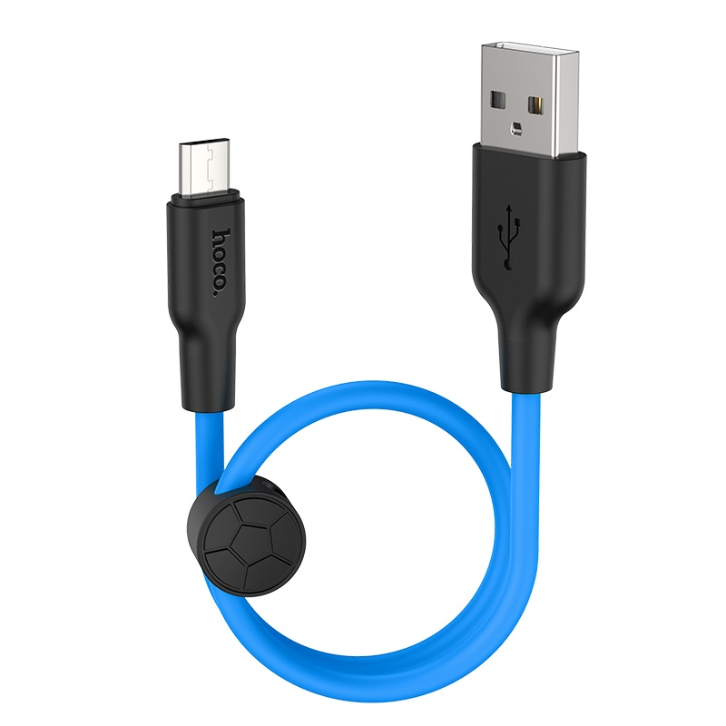 hoco x21 plus micro usb silicone charging cable 25cm folded blue