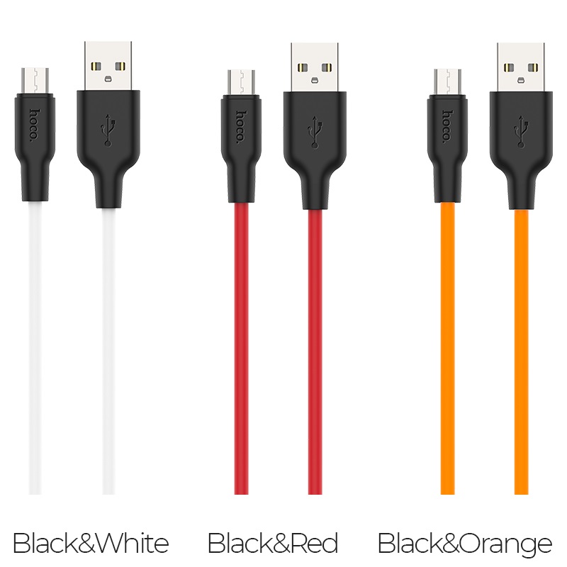 hoco x21 plus micro usb silicone charging cable 3 colors