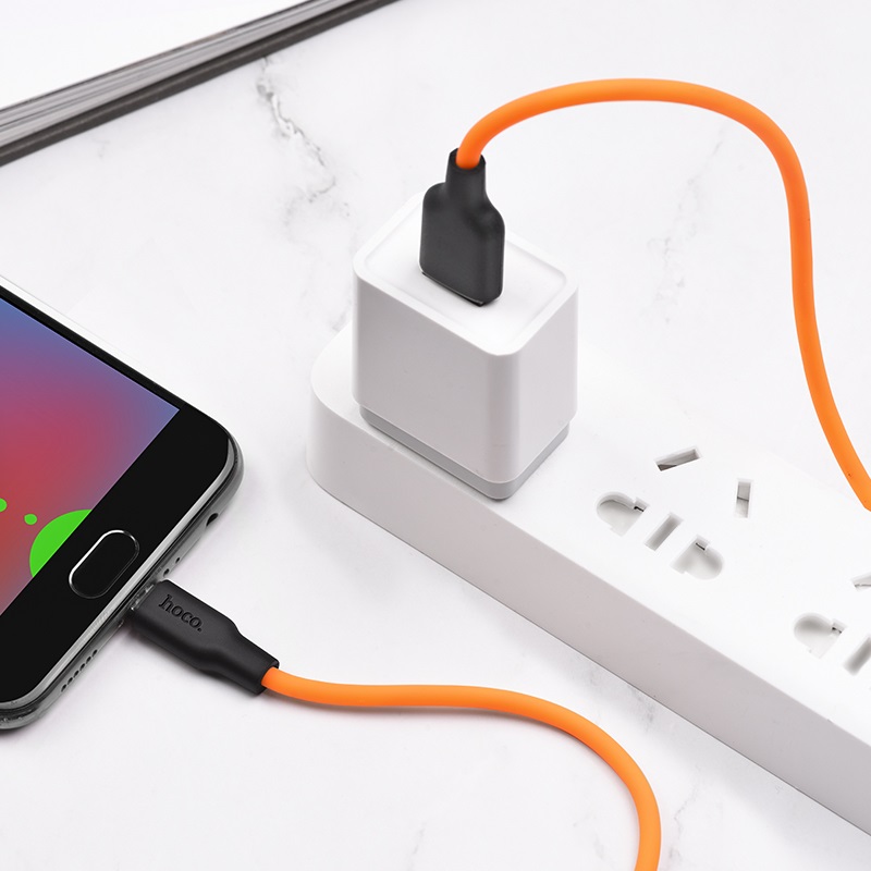 hoco x21 plus micro usb silicone charging cable charging orange