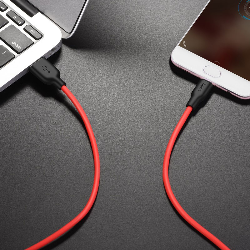 hoco x21 plus micro usb silicone charging cable charging red