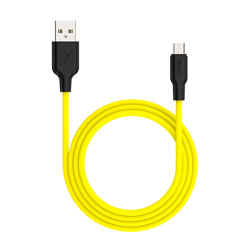 hoco x21 plus micro usb silicone charging cable folded yellow