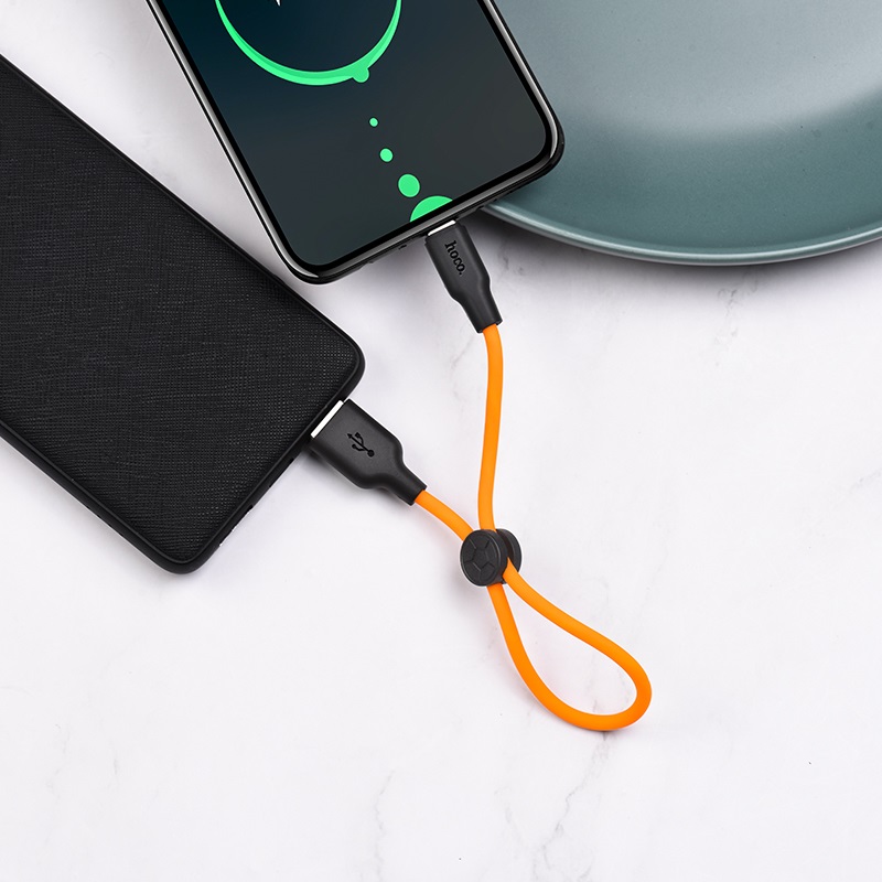 hoco x21 plus type c silicone charging cable 25cm charging orange