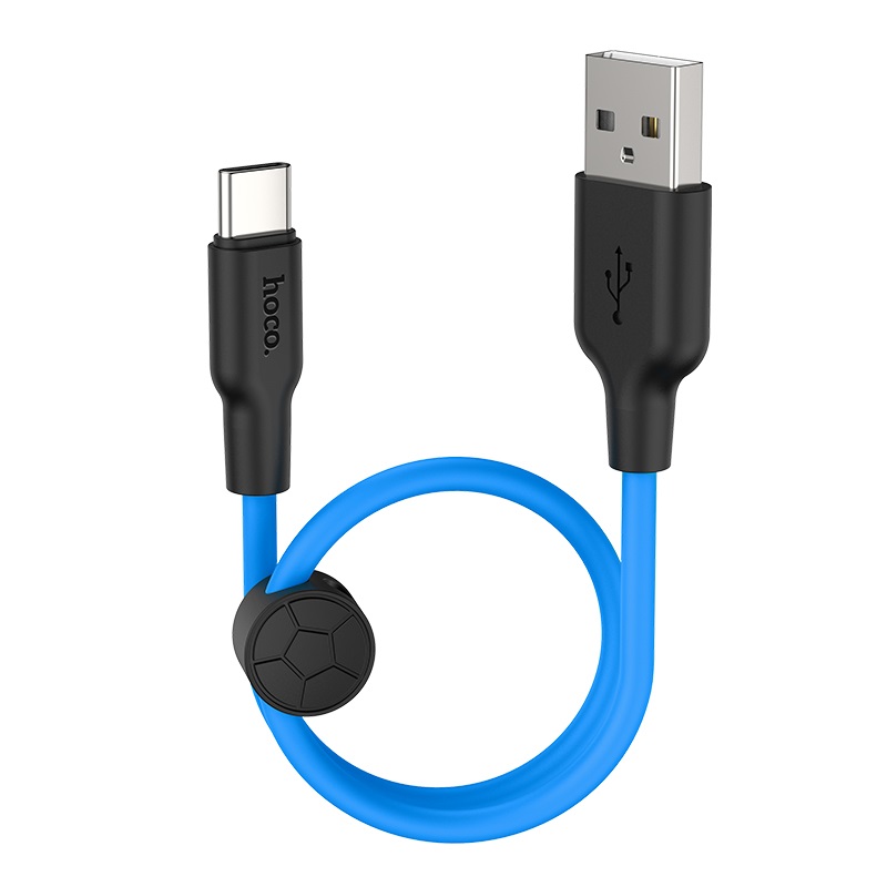 hoco x21 plus type c silicone charging cable 25cm folded blue