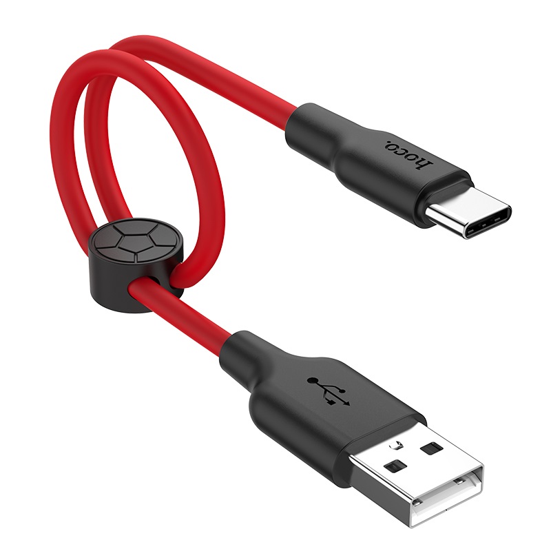 hoco x21 plus type c silicone charging cable 25cm folded red