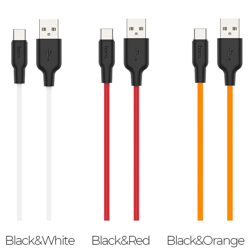 hoco x21 plus type c silicone charging cable 3 colors