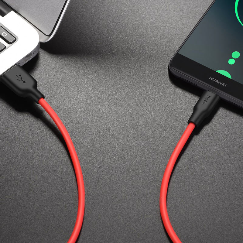 hoco x21 plus type c silicone charging cable charging red