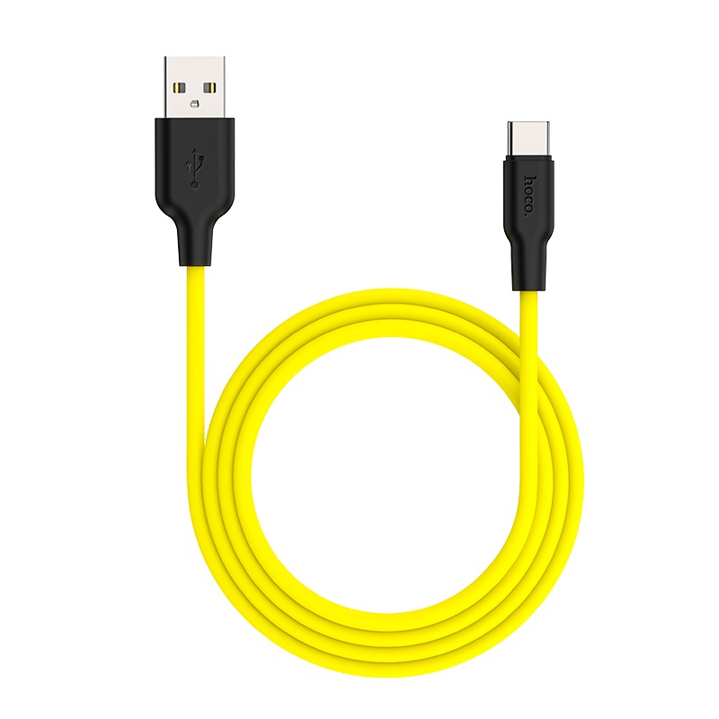 hoco x21 plus type c silicone charging cable folded yellow