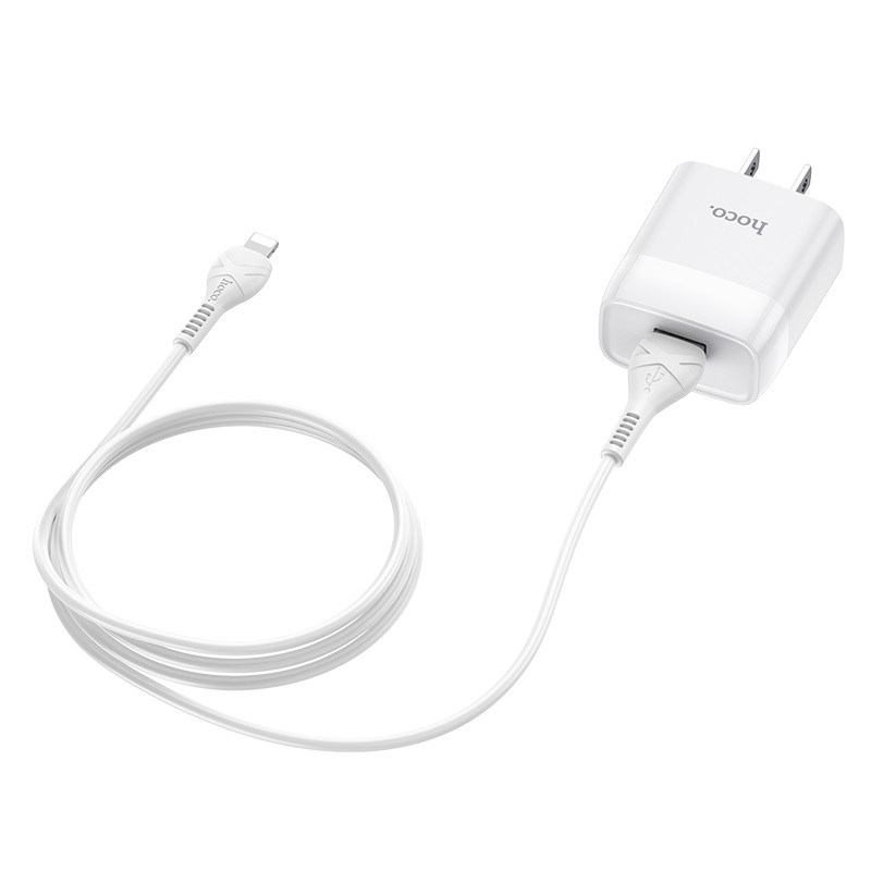 hoco c72 glorious single port charger us set with lightning cable wire