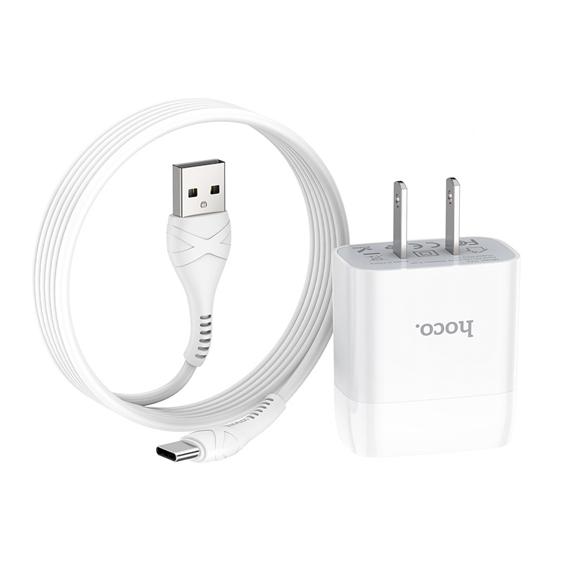 hoco c72 glorious single port charger us set with type c cable folded