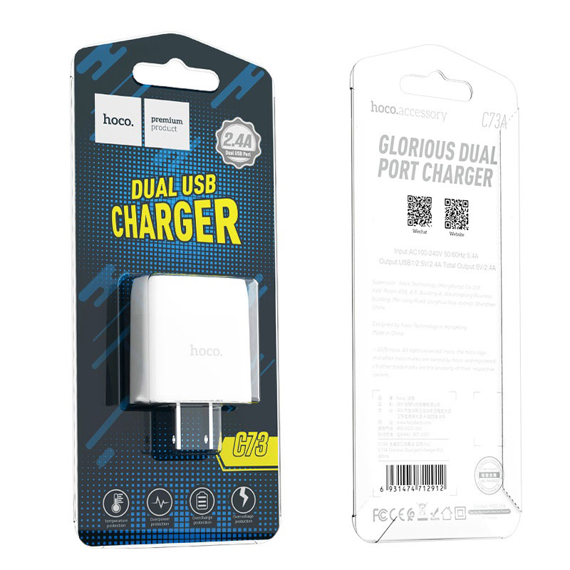 hoco c73 glorious dual port charger us packages