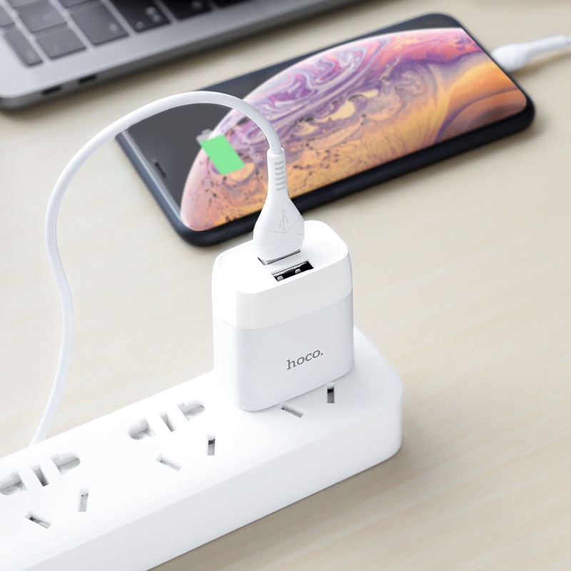 hoco c73 glorious dual port charger us set with lightning cable overview