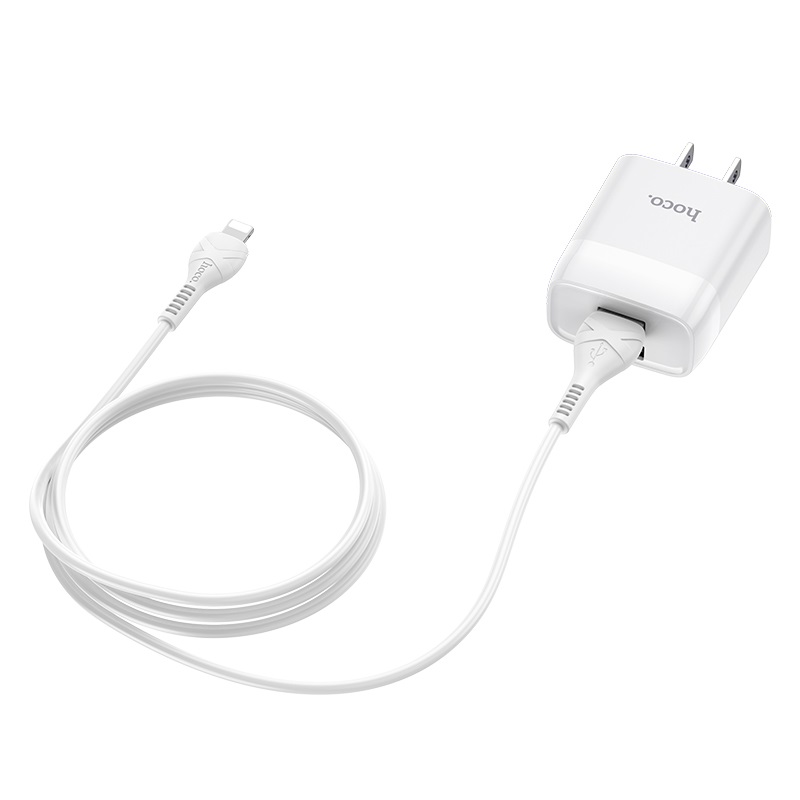 hoco c73 glorious dual port charger us set with lightning cable wire