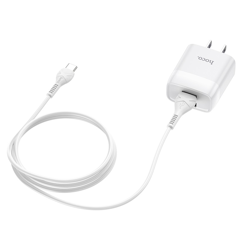 hoco c73 glorious dual port charger us set with type c cable wire