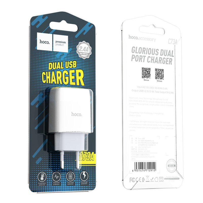 hoco c73a glorious dual port charger eu packages